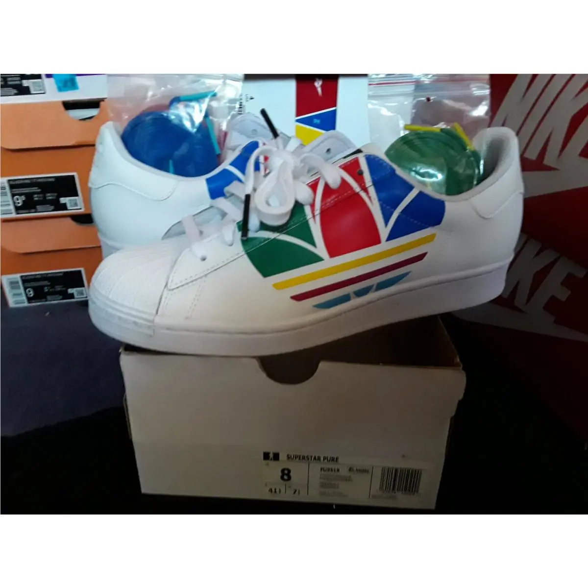 Adidas Superstar Pure Colorful Trefoil Cloud White Red Shell Toe FU9519