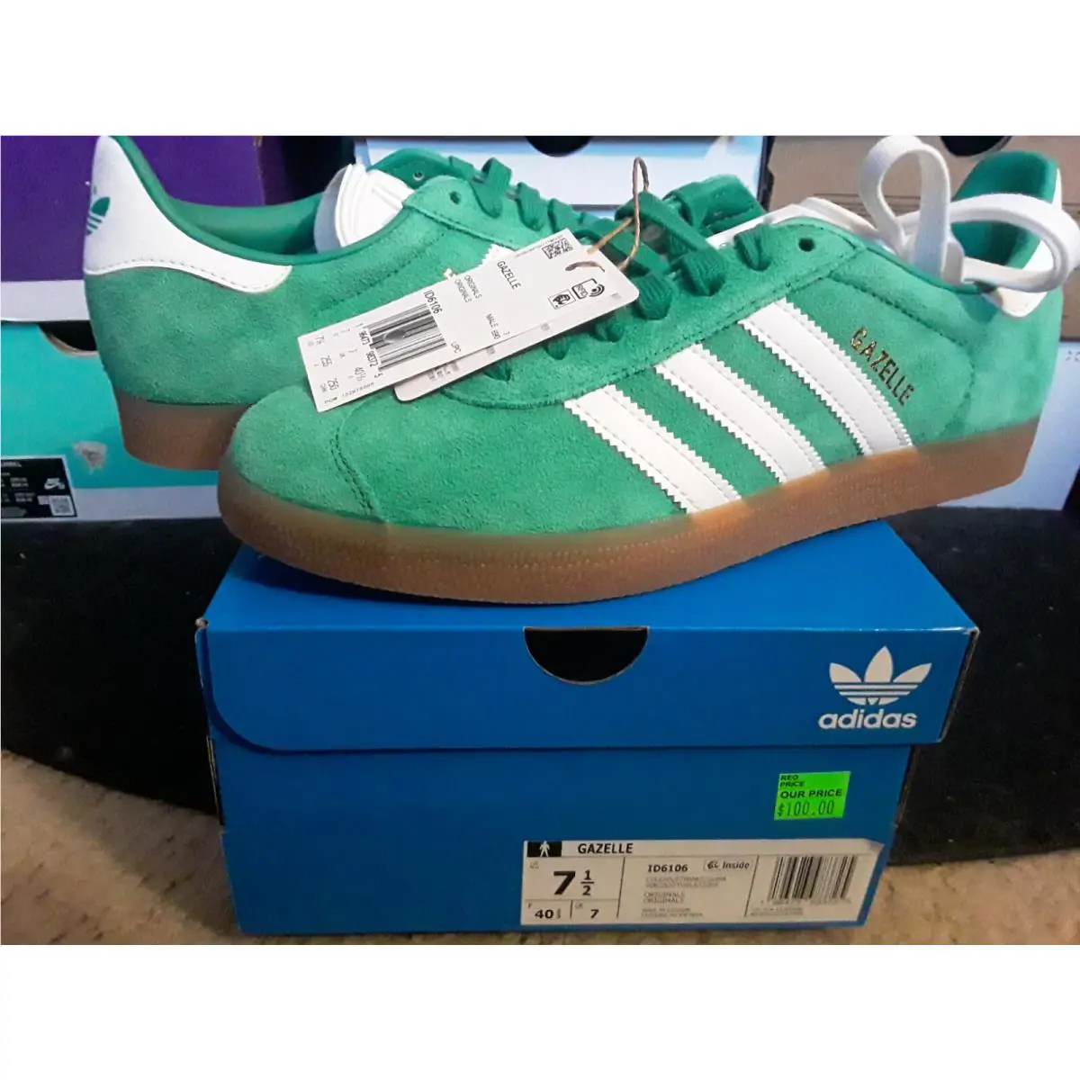 Adidas Originals Gazelle Suede Indoor Court Green Cloud White Gum Samba 1 ID6106