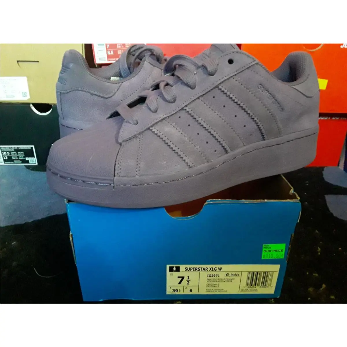 Wmns Adidas Originals Superstar Xlg Shadow Violet Crystal White Shell Toe IG2971