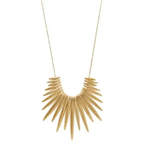 Michael Kors Gold Tone Tribal Pendant Chain Statement Necklace MKJ4507