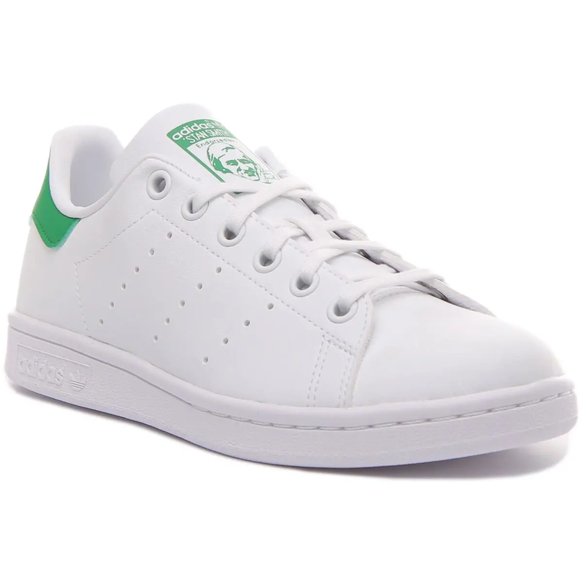 Adidas Stan Smith Classic Junior Lace Up Unisex Sneakers In White Green US 3 - 6
