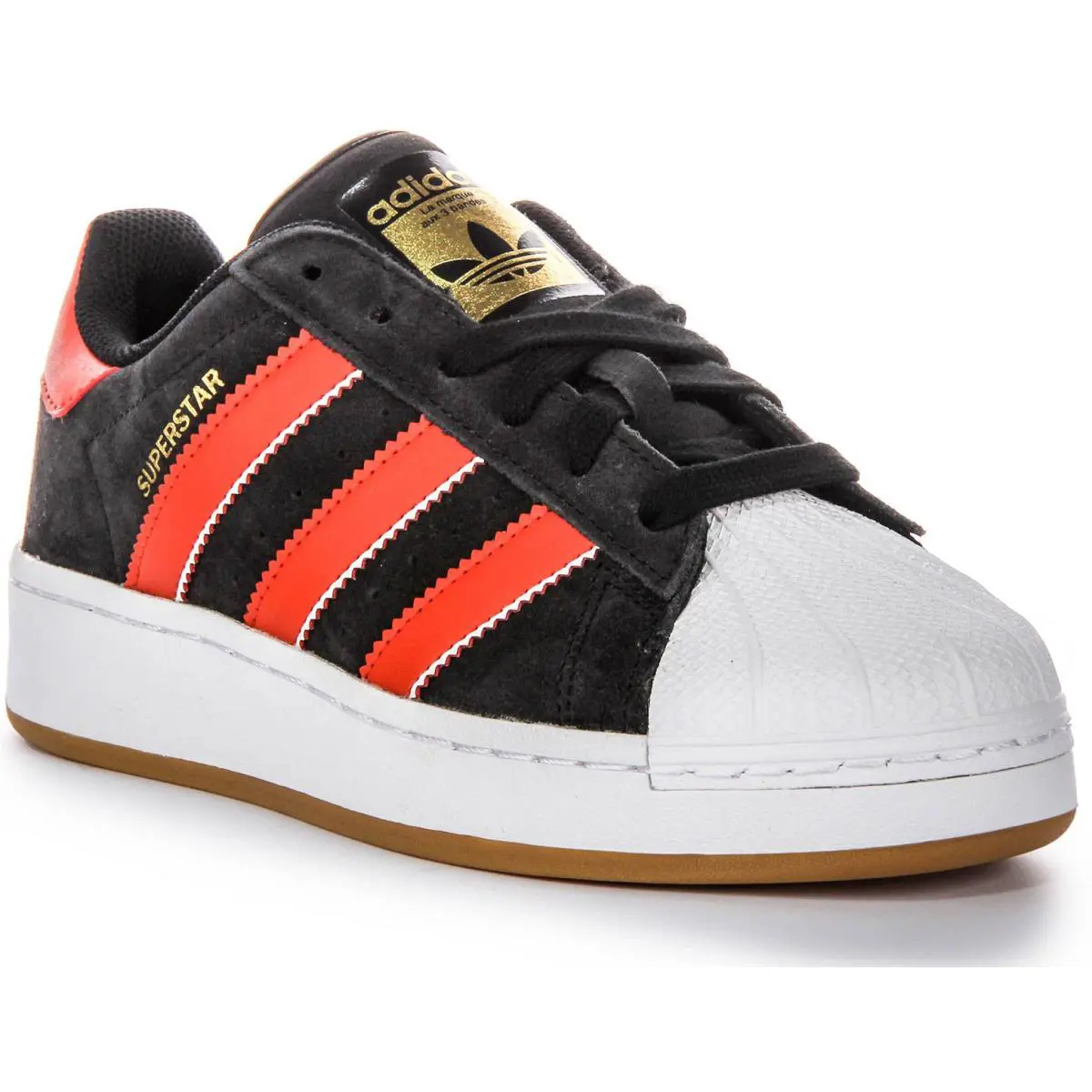 Adidas Superstar Basketball Insole Lace Up Womens Sneakers Black Red US 4 - 12 - BLACK RED