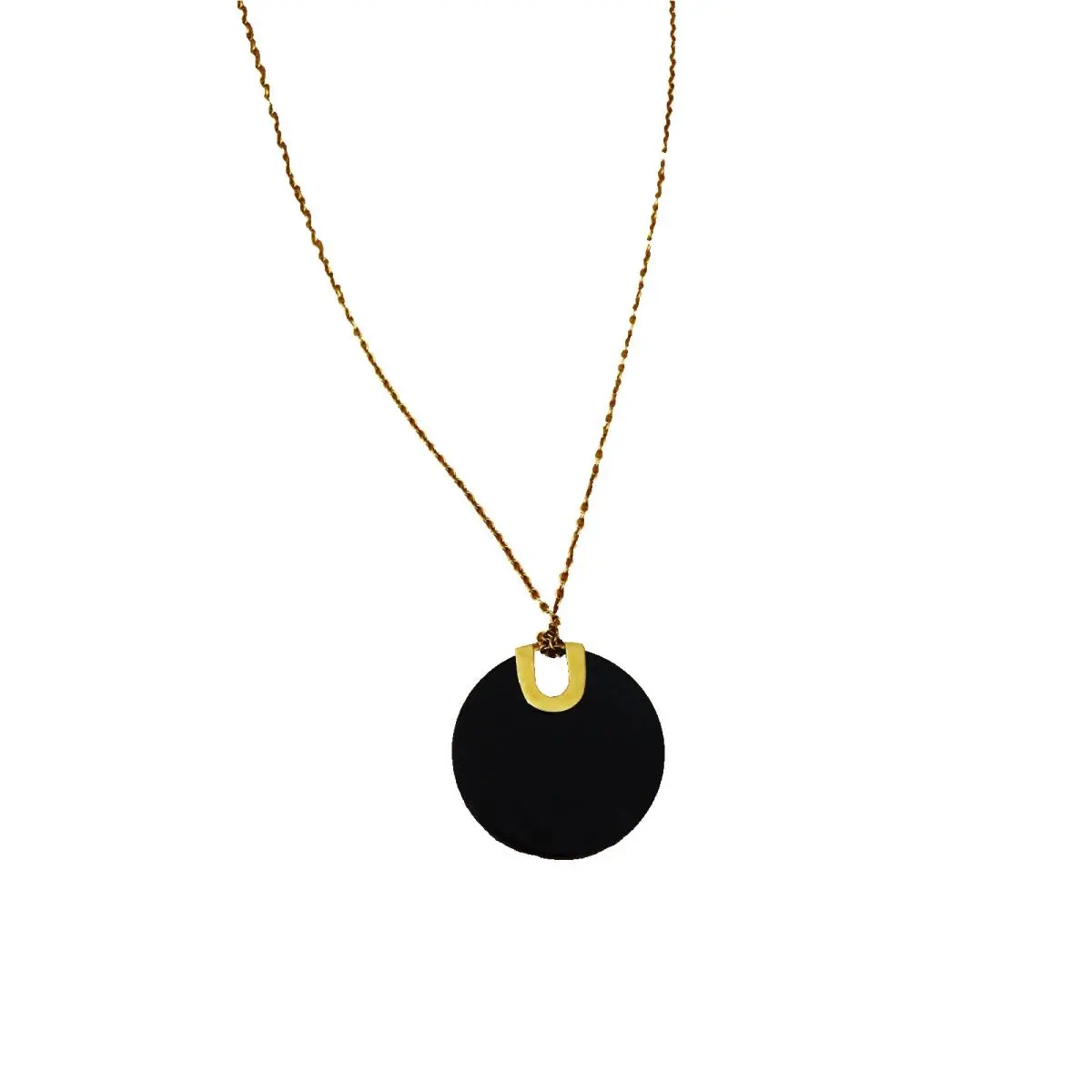 Gold Tone Black Agate Pendant by Michael Kors