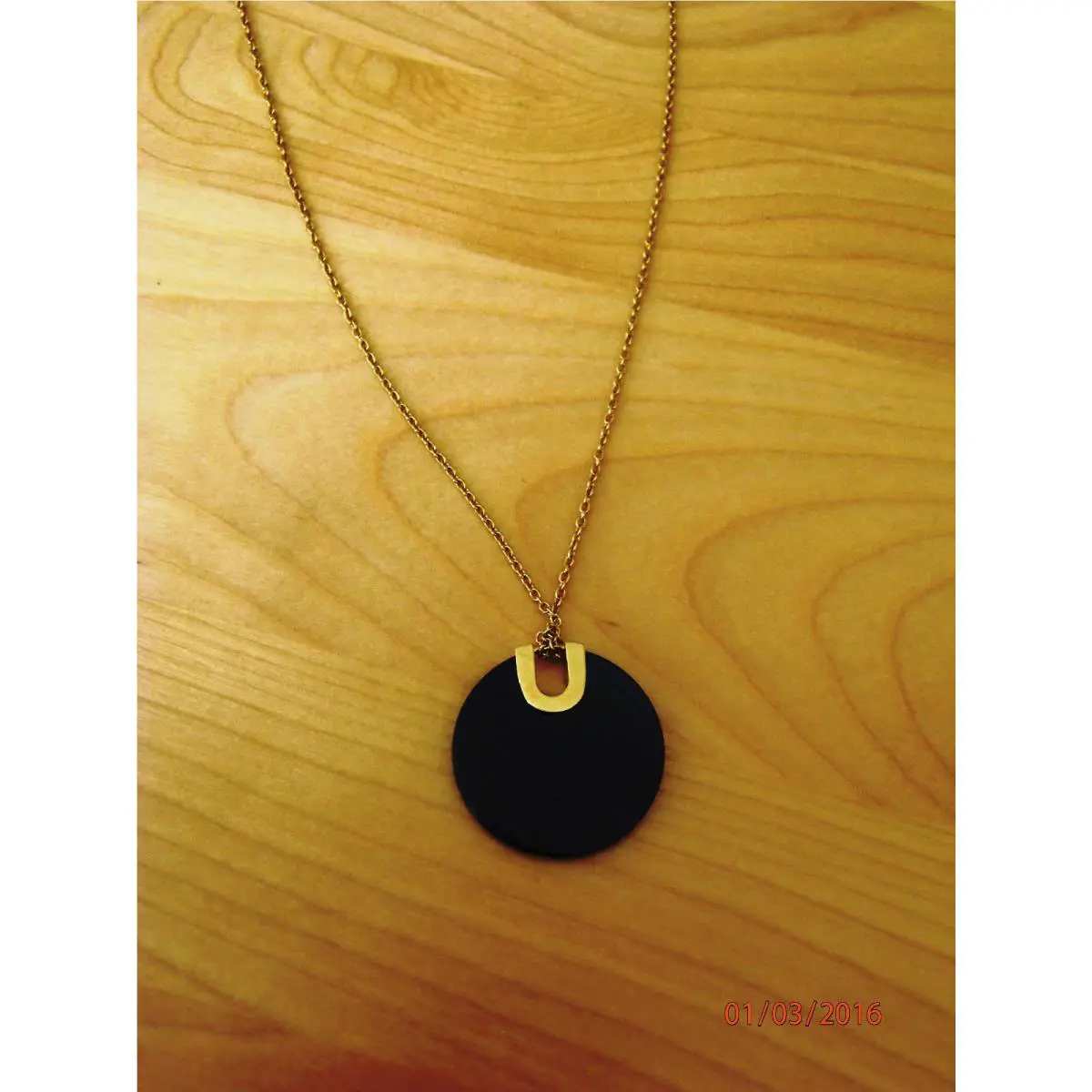 Michael Kors Gold Tone Black Agate Pendant