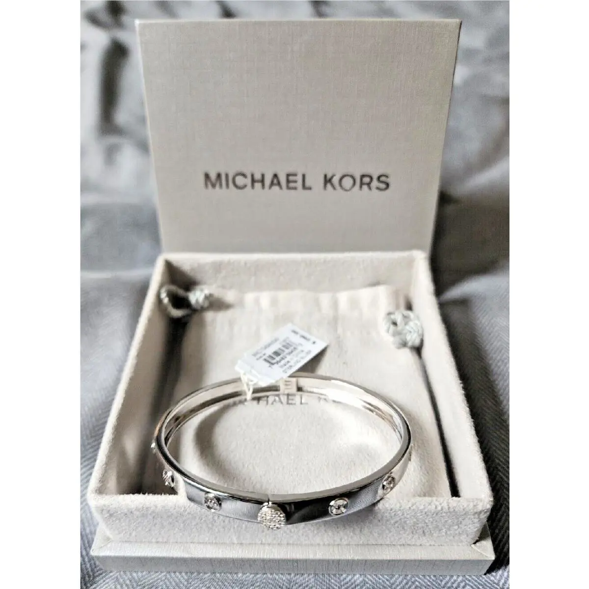 Michael Kors MKC1548AN040 MK Logo Bangle .925 Sterling Silver Bracelet