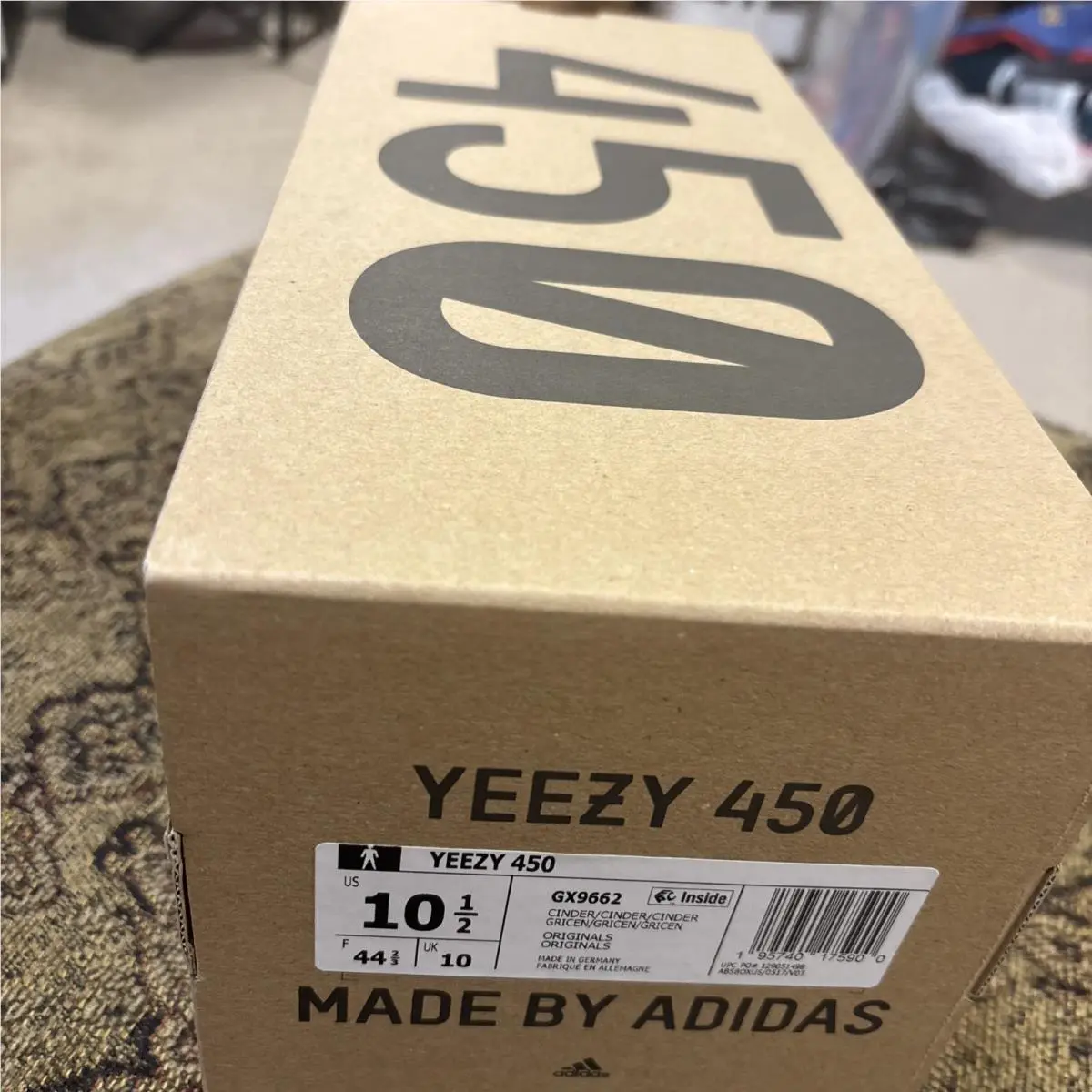 Adidas Yeezy 450 Cinder GX9662 Sneakers Men`s Size 10.5