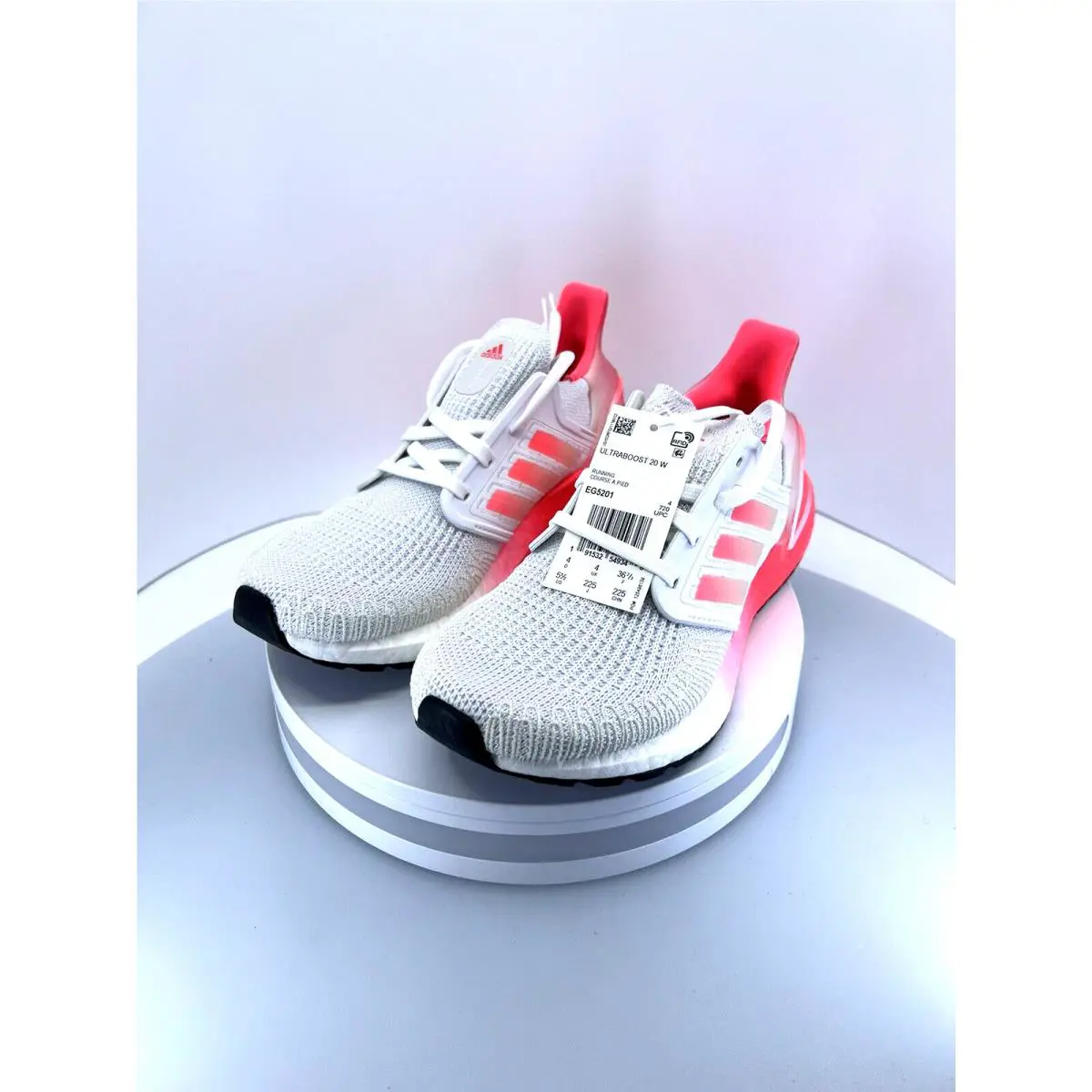 Adidas Ultraboost 20 Women Size 5.5 EG5201 Running Shoes Sneakers White Pink