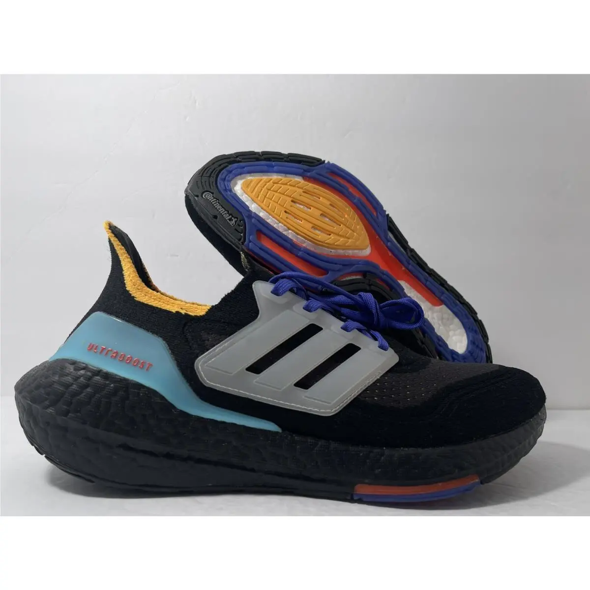 Adidas Ultraboost 21 Men`s Size 7.5 Running ‘black Pulse Aqua’ S23870