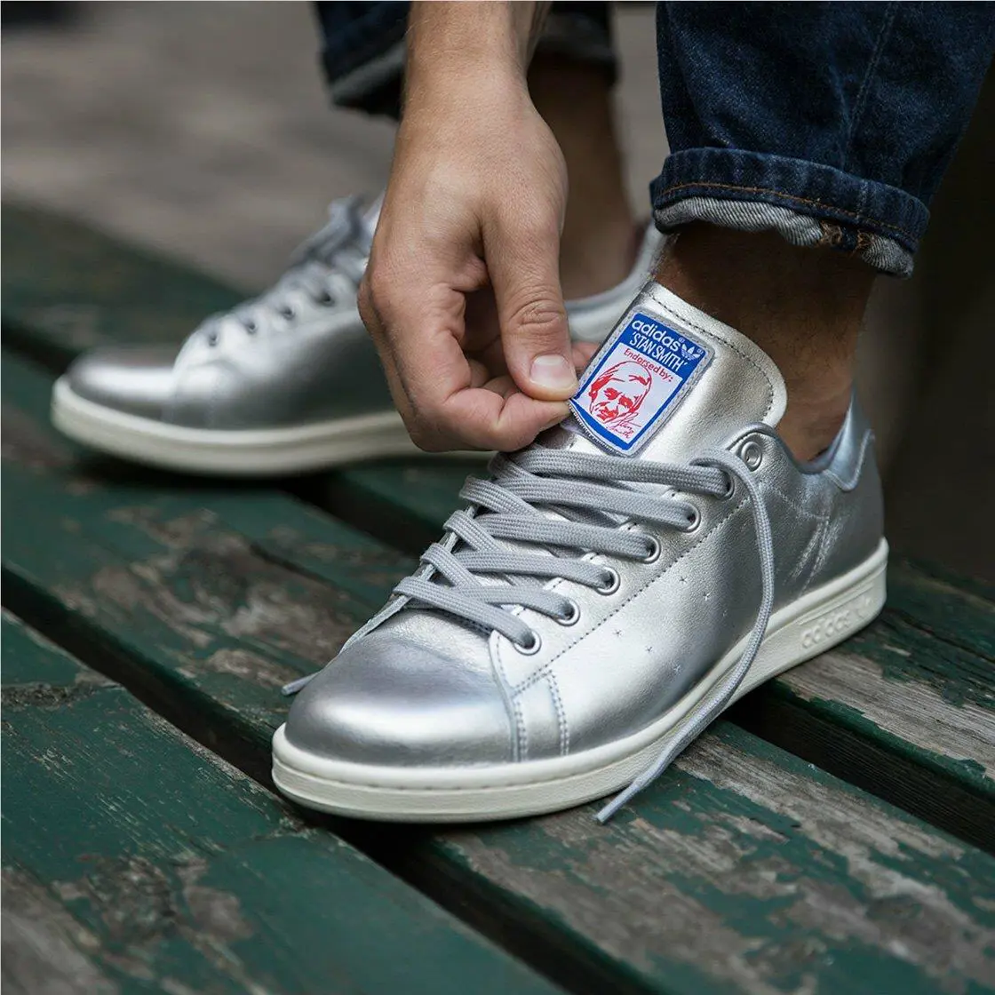Adidas shoes - Stan Smith - Stan Smith - S75508 - Silver Metallic/Off White 1