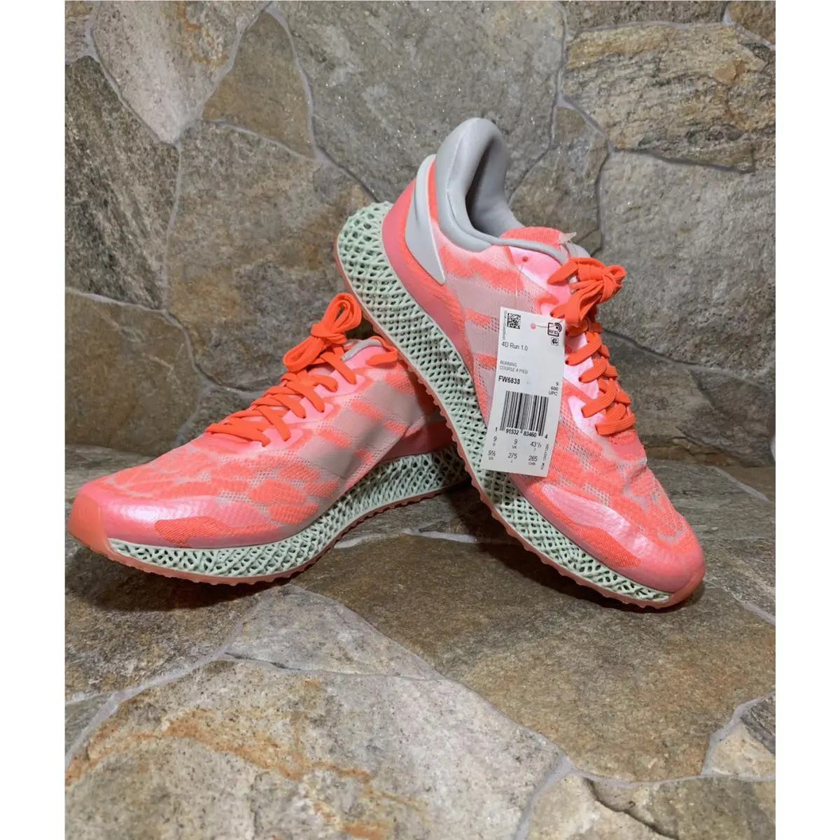 Adidas shoes - adidas 4D Runner - Runner - FW6838 - Pink, Manufacturer: Footwear White/Footwear White/Signal Coral (UPC: 0191532834604) 7