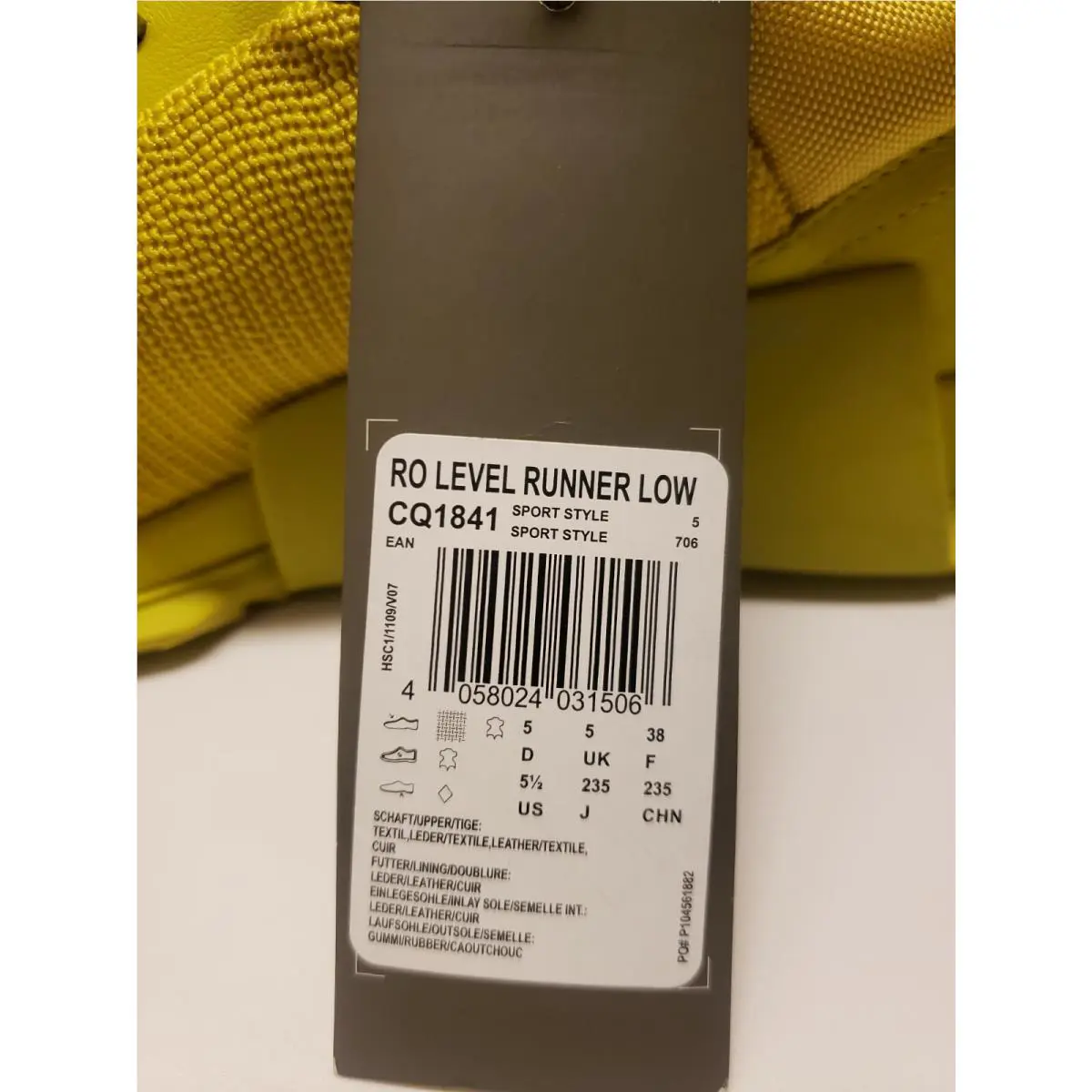 Adidas shoes - LEVEL RUNNER - LEVEL RUNNER - CQ1841 - Yellow 6