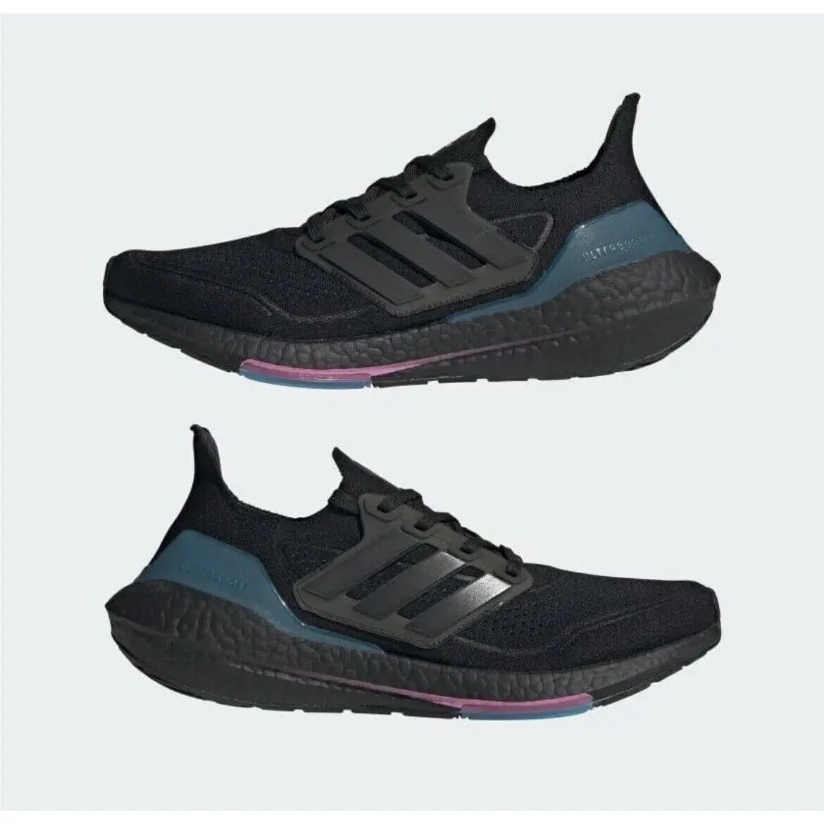 Men`s Adidas Ultraboost 21 Running Shoes Black / Carbon / Teal Sz 8.5 FZ1921
