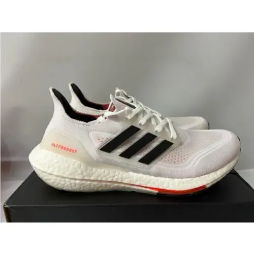 Adidas Ultraboost 21 S23863 in Cloud White/core Black/solar Red Men`s Size 8