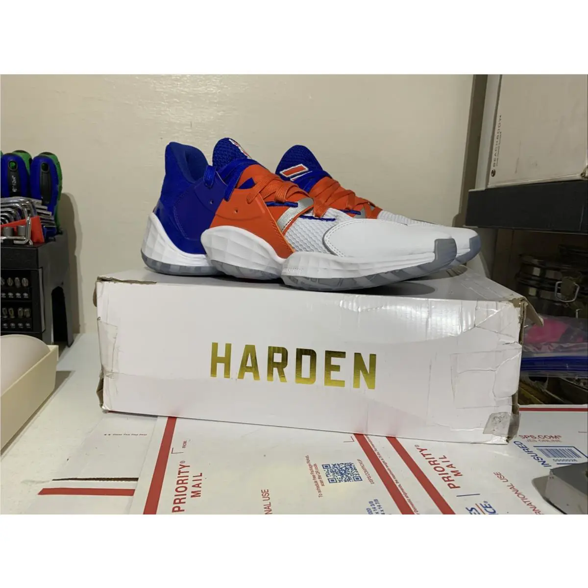 Adidas shoes - Adidas Harden Vol 4 - Harden Vol - FV4227 - Blue Orange White 6