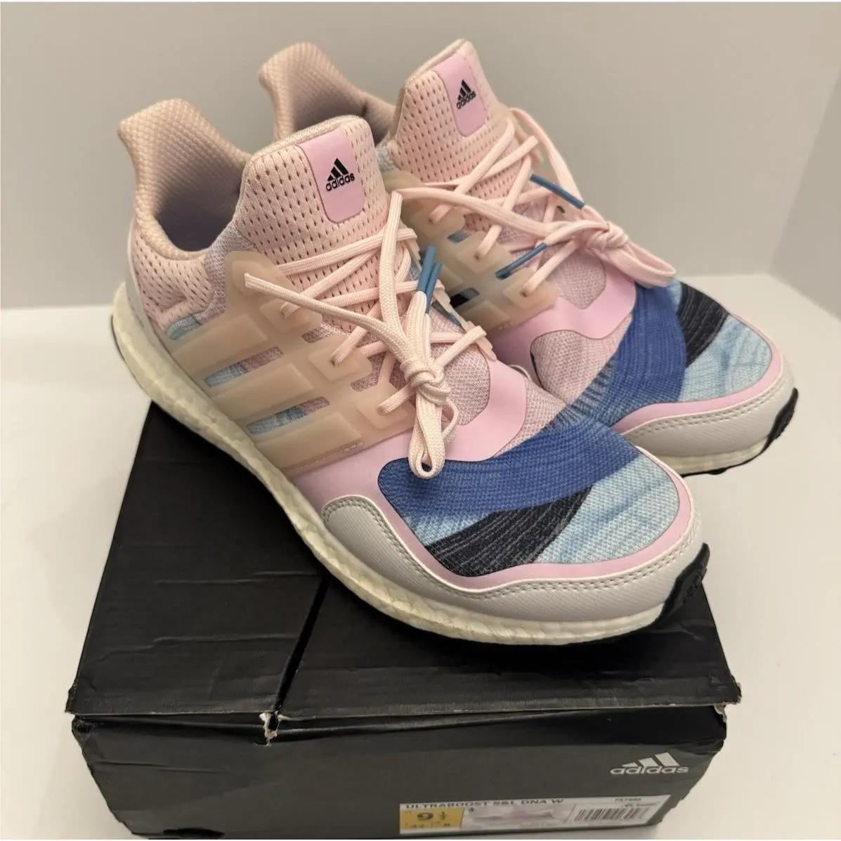 Size 9.5 Adidas Ultraboost S L Dna Pink Blue Stripes Womens Shoes Gym FX7986