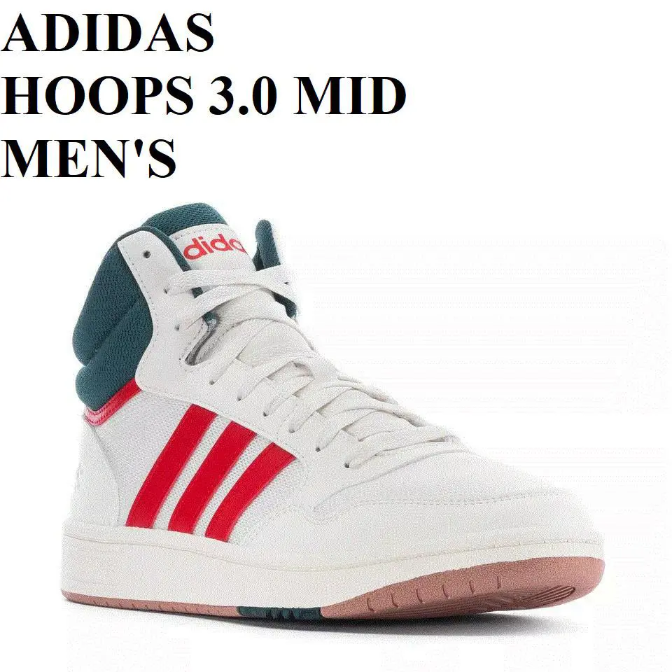 Adidas Hoops 3.0 Mid Basketball Sneaker Trainers Men Shoes White/red Size 10 - Cloud White/Vivid Red/Legacy Teal - GZ3811