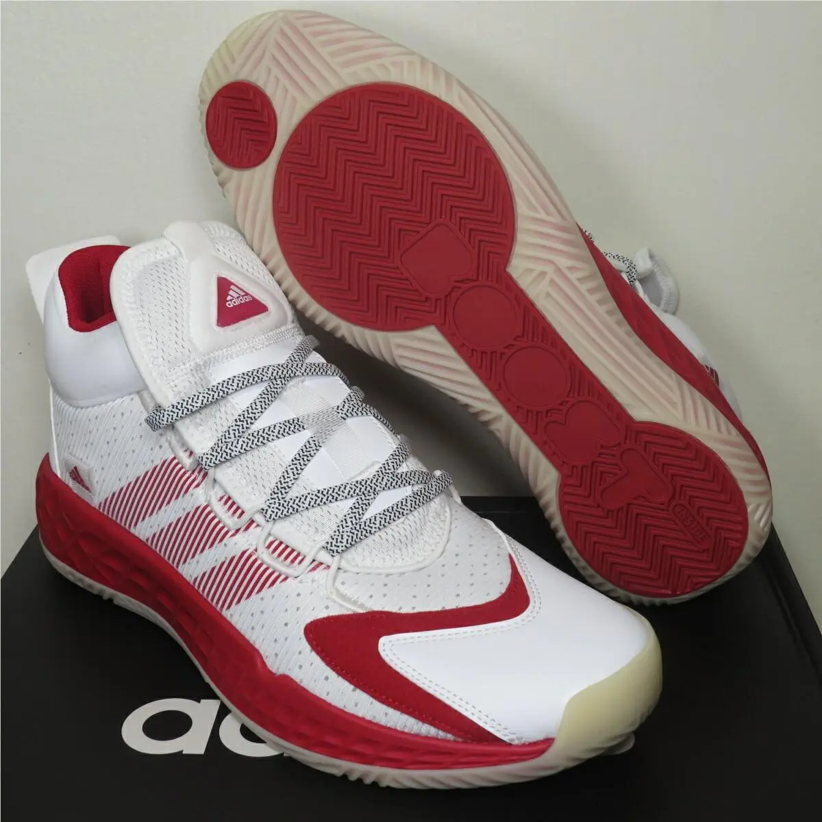 Adidas Pro Boost Mid White Red Basketball Shoes FW9514 Mens Size 11