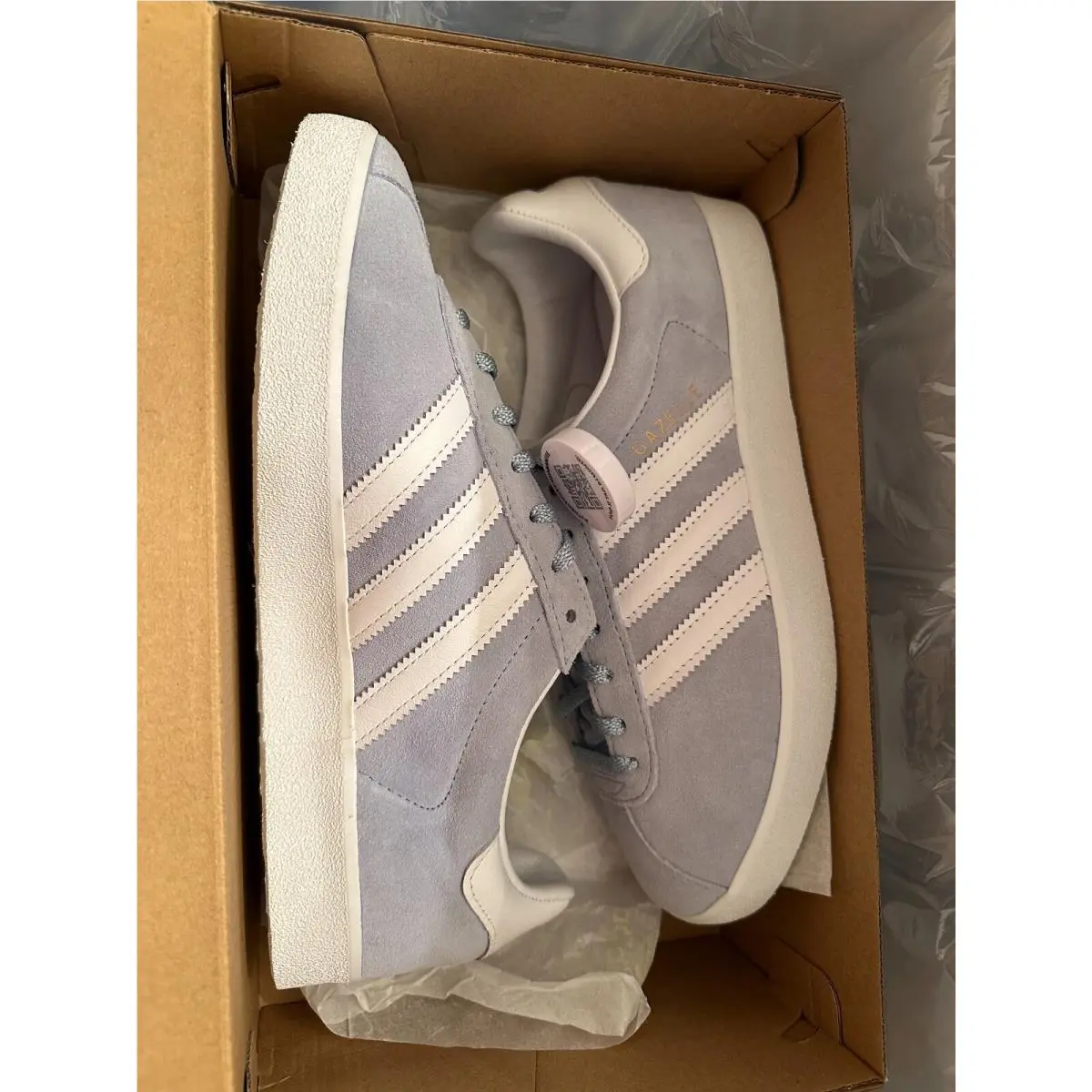 Adidas Gazelle 85 Clear Sky Bluecloud White/gold Suede Sneaker Mens US 8 7.5 - Clear SKY White Cloud metallic Gold