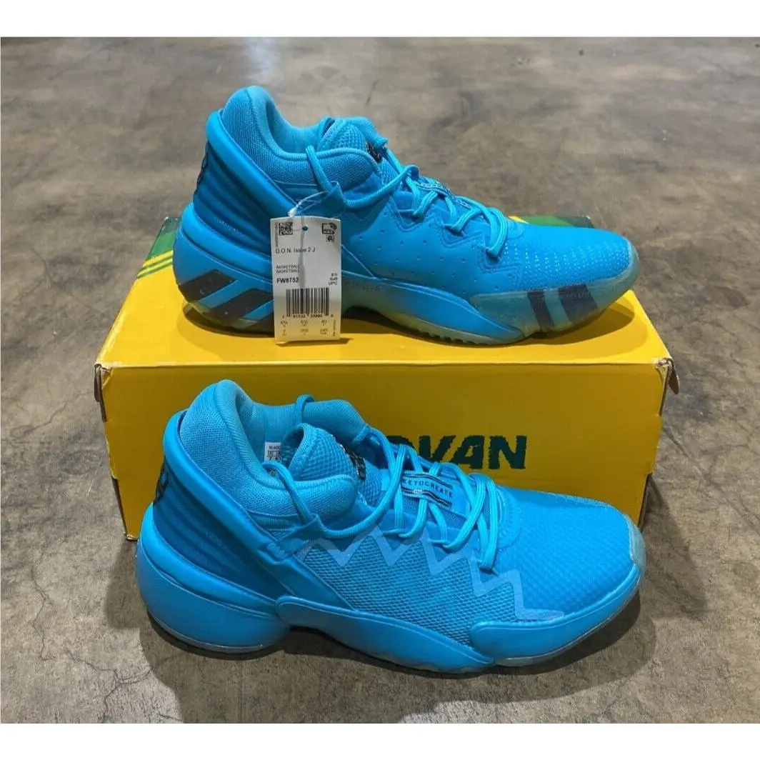Adidas D.o.n. Issue 2 J Style FW8752 Basketball Shoe Cyan/black/cyan Unisex 7