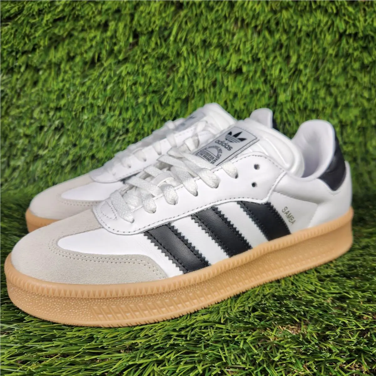 Adidas Samba Xlg Mens Size 12 White Black Stripes Gum Bottom OG Color IE1377