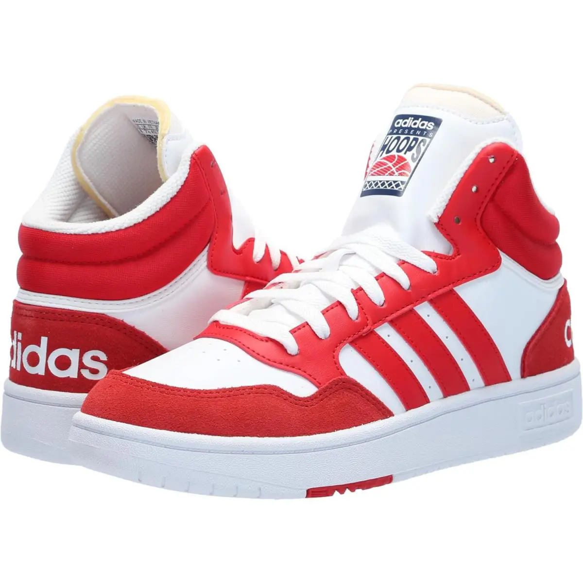 Adidas Hoops 3.0 Mid Top Sneakers Basketball Men Shoes Red/white Size 10.5 - RED/WHITE - IF2056