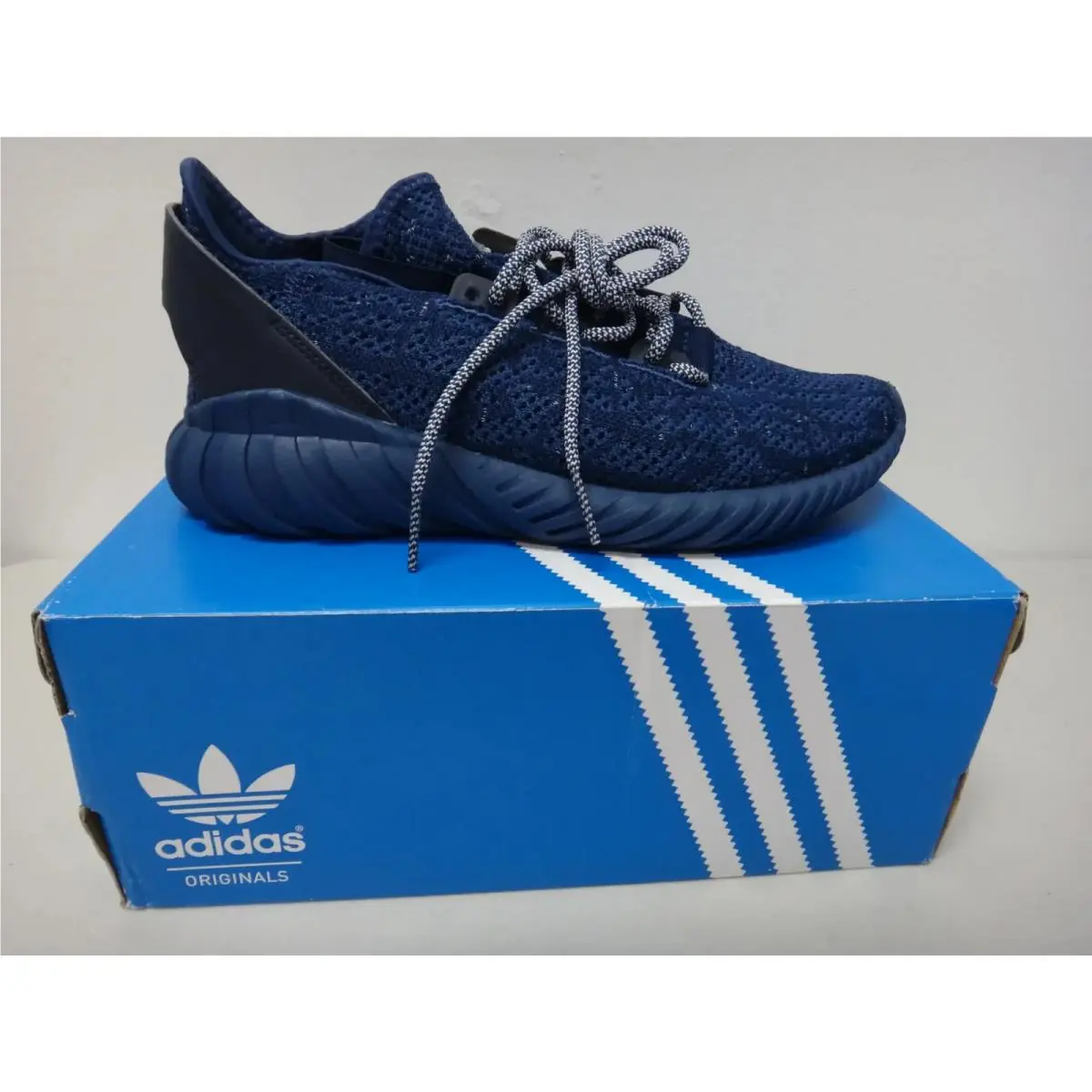 Tubular Doom Sock Prime Knit CQ0942 Men US 9 Noble Indigo Blue Sneakers by Adidas