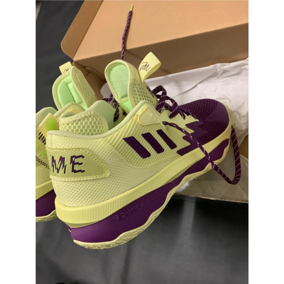 Adidas shoes - adidas Dame - Dame - Neon Green/Purple 9