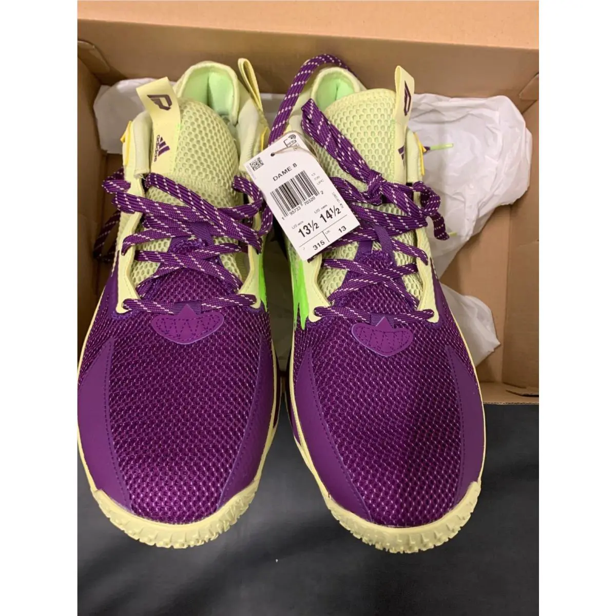 Adidas shoes - adidas Dame - Dame - Neon Green/Purple 2