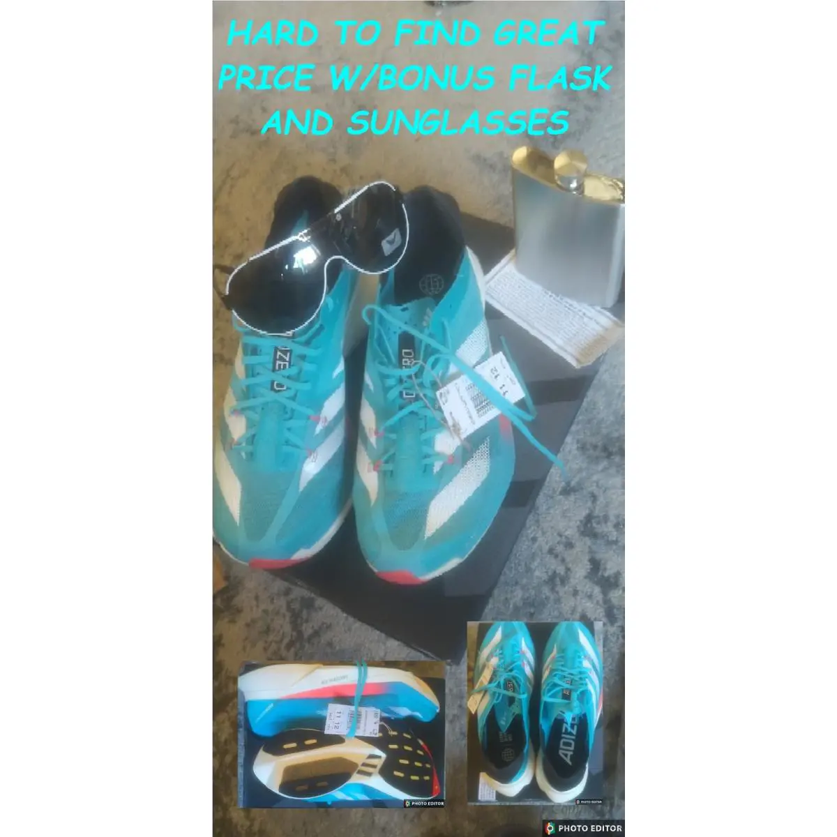 New/boxed Lucid Cyan ID8468 Adidas Adizero Adios Pro 3 Low SNEAKERS/SHOES-S=10
