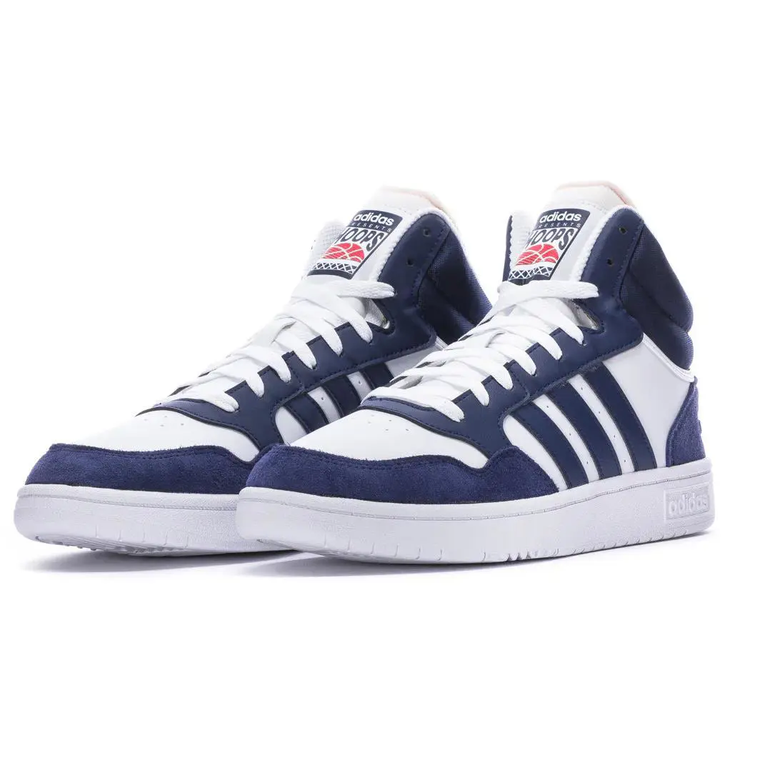 Adidas Hoops 3.0 Mid Basketbal Sport Sneakers Men Shoes White/blue Size 11.5 - WHITE/BLUE - IG1432