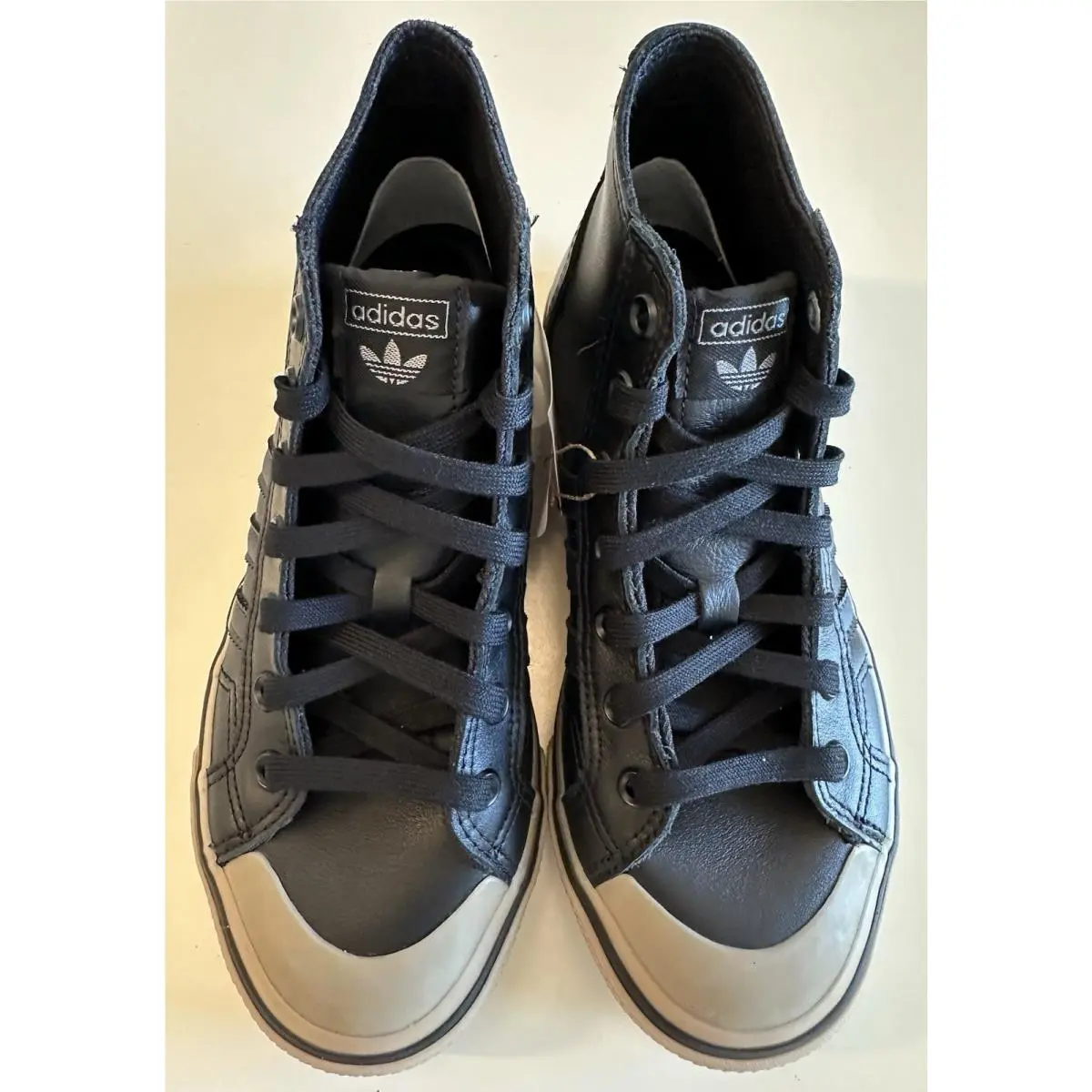 Men Adidas Nizza Hi Adv All Black Leather Gum Bubble Sole Size 5