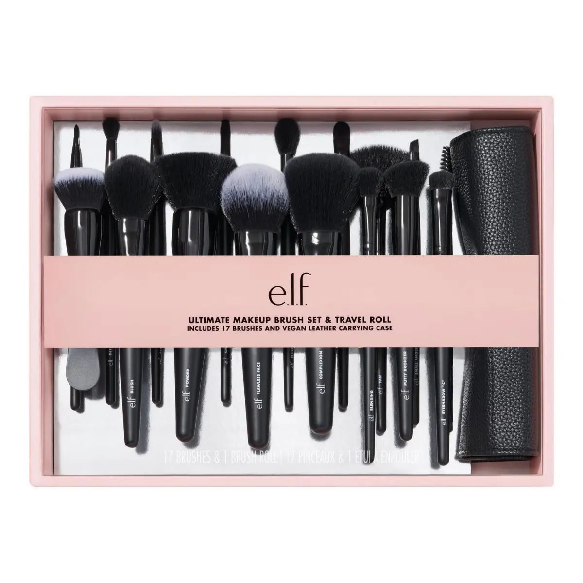 E.l.f. Ultimate Makeup Brush Set Travel Roll 17-Piece Brush Kit Brushes For by e.l.f. Cosmetics