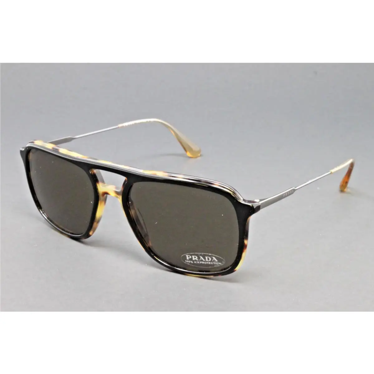 Prada PR06VS NAI5S2 Men`s Sunglasses Top Black Havana 54mm Square Frame