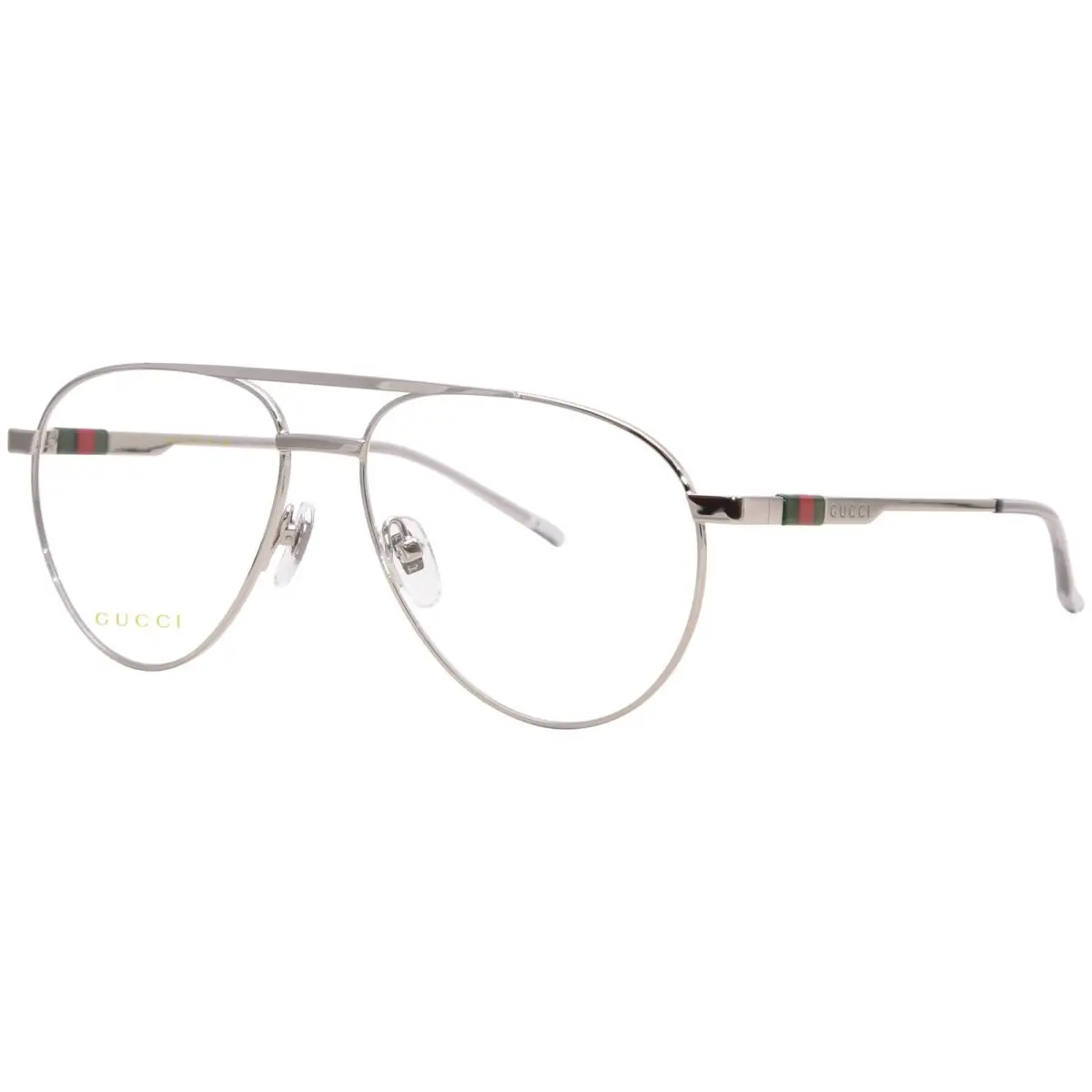 Gucci GG1679O 001 Eyeglasses Frame Men`s Silver Full Rim Pilot Style 56mm