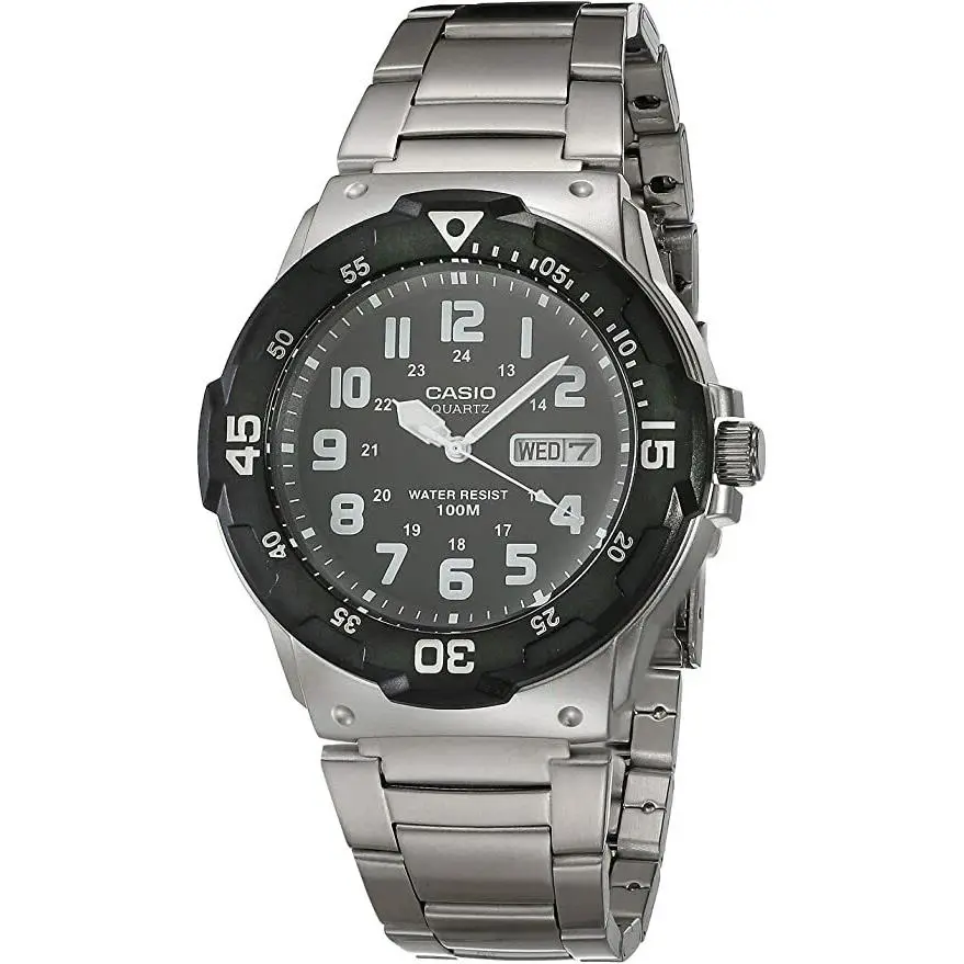 Casio Men`s Quartz Day Date Silver-tone Bracelet 44mm Watch MRW200HD-1BV