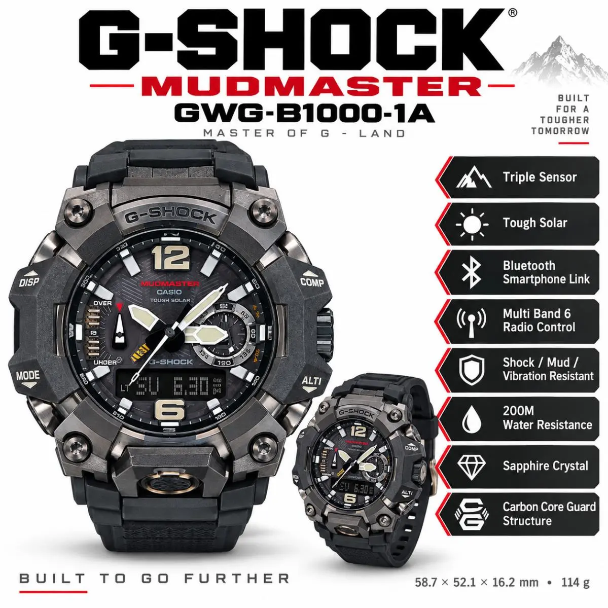 G-shock GWGB10001ACR Mudmaster Master of G-land Ana-digi Solar Black