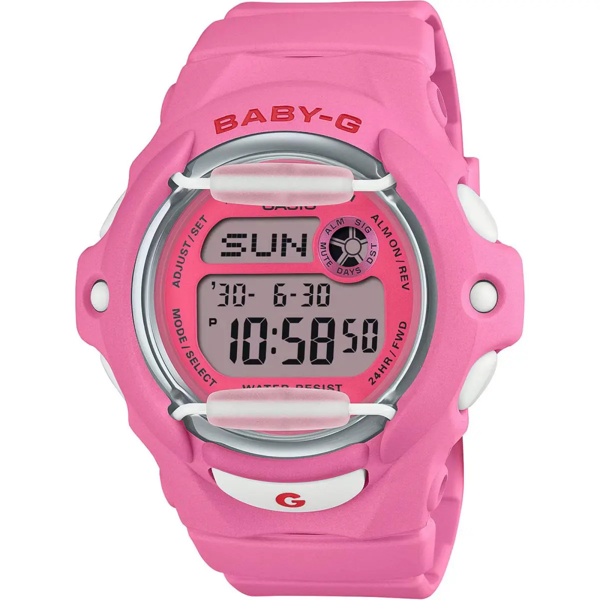 Women`s Watch Baby-g World Time Pink and Grey Digi Dial Strap BG-169CH-4CR by Casio