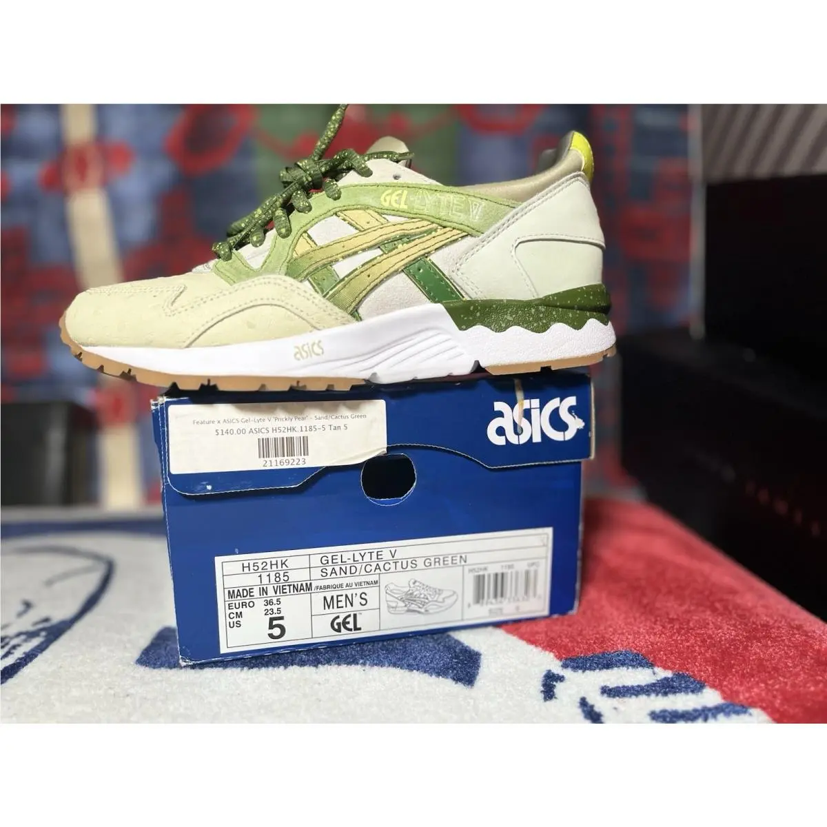 Asics Gel-lyte V x Feature Prickly Pear Sand Green 2016 H52HK Mens Size 5