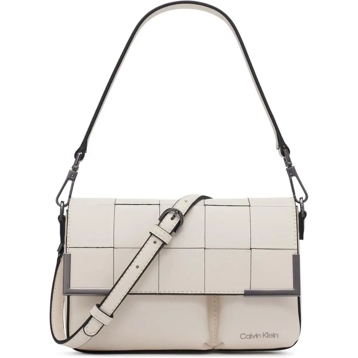 Calvin Klein Mica Organizational Flap Crossbody One Size Cherub White Woven