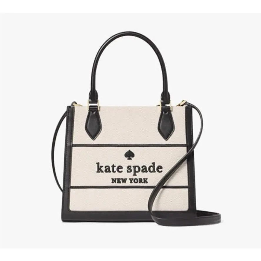 New York Ellie Canvas Small Tote Warm Black Multi by Kate Spade