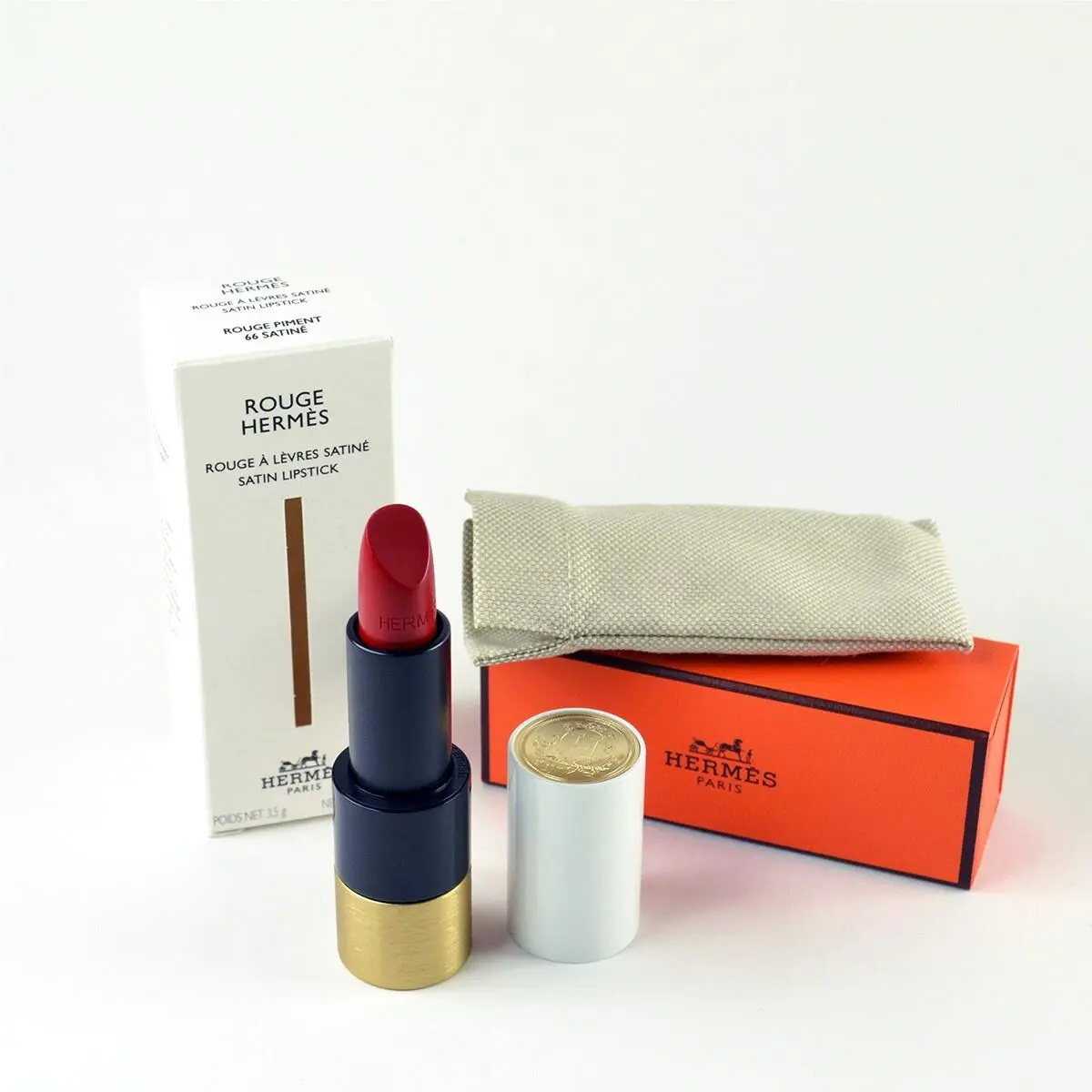 Hermes Satin Lipstick 66 Rouge Pigmen - Size 0.12 Oz. / 3.5 g