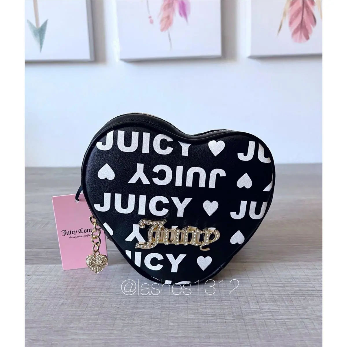 Juicy Couture Bag Fluffy Heart Crossbody - Black White