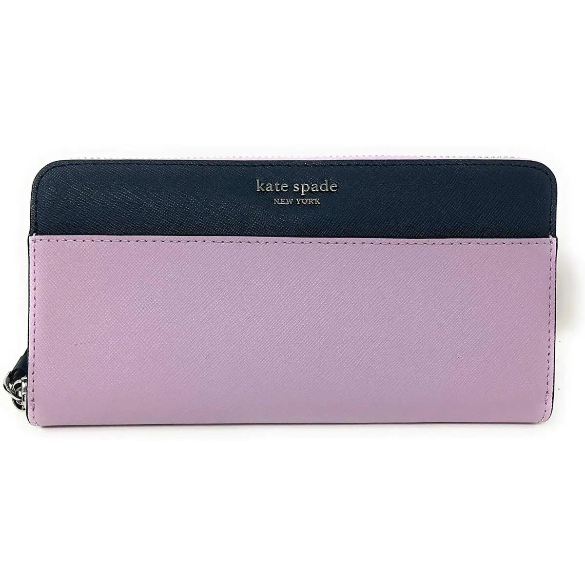 Kate Spade New York Laurel Way Neda Saffiano Leather Zip Around Wallet Lavender - Lavender / Navy