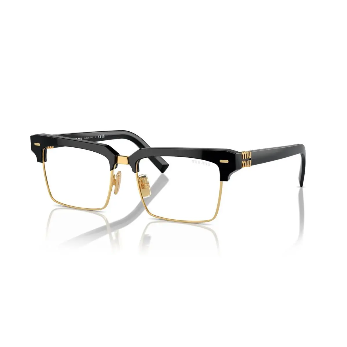 Miu Miu Smu 10ZS Black/clear Blue Light Filter 1AB-08N Sunglasses - Frame: Black, Lens: Clear Blue Light Filter