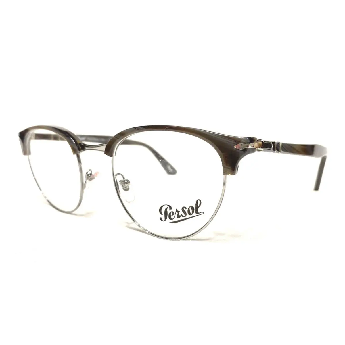 Persol Rx-able Eyeglasses 8129-V 1045 48-20 145 Horn Gunmetal Round Frames
