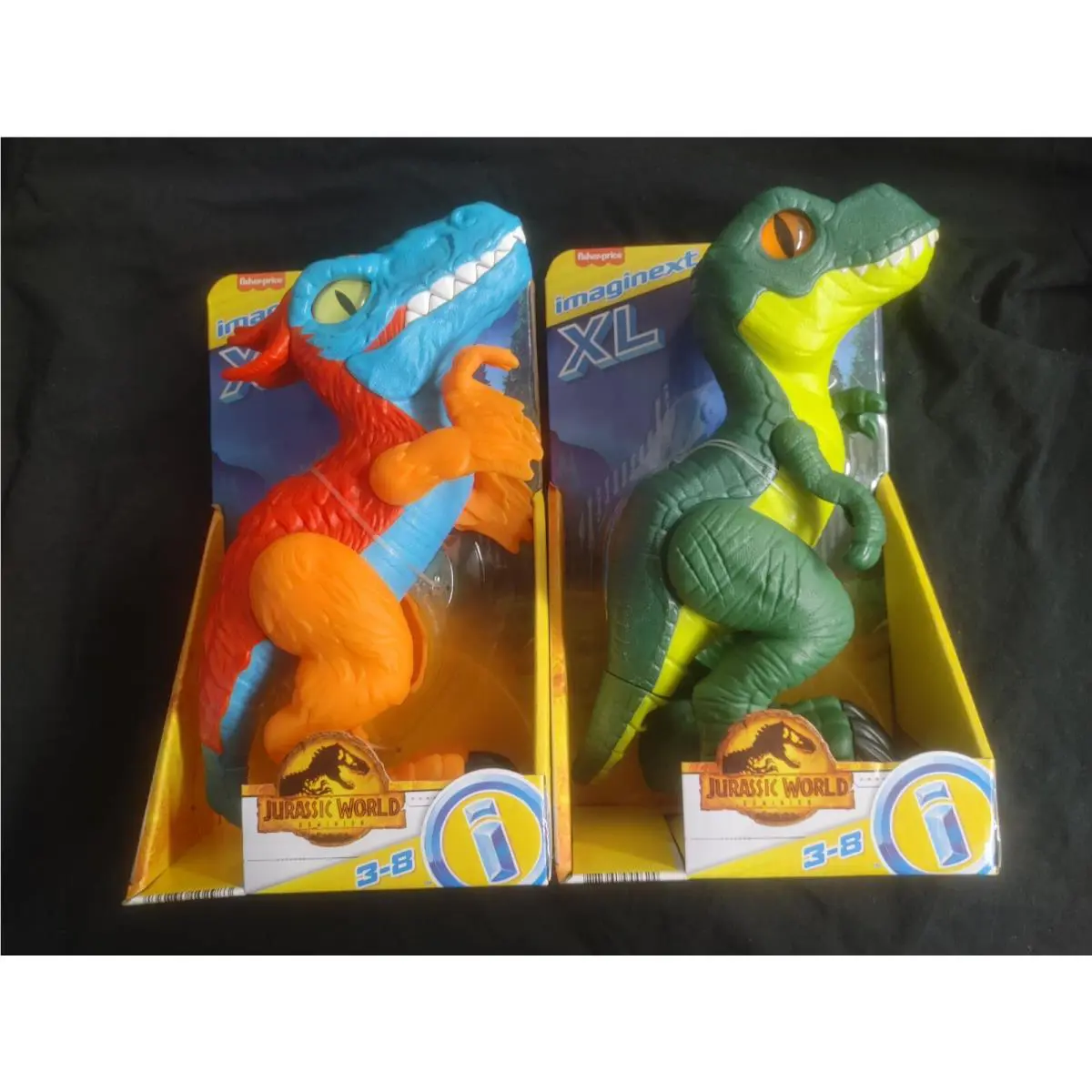 Imaginext XL T-rex Dino Raptor Dinosaur Jurassic World Camp Set of 2