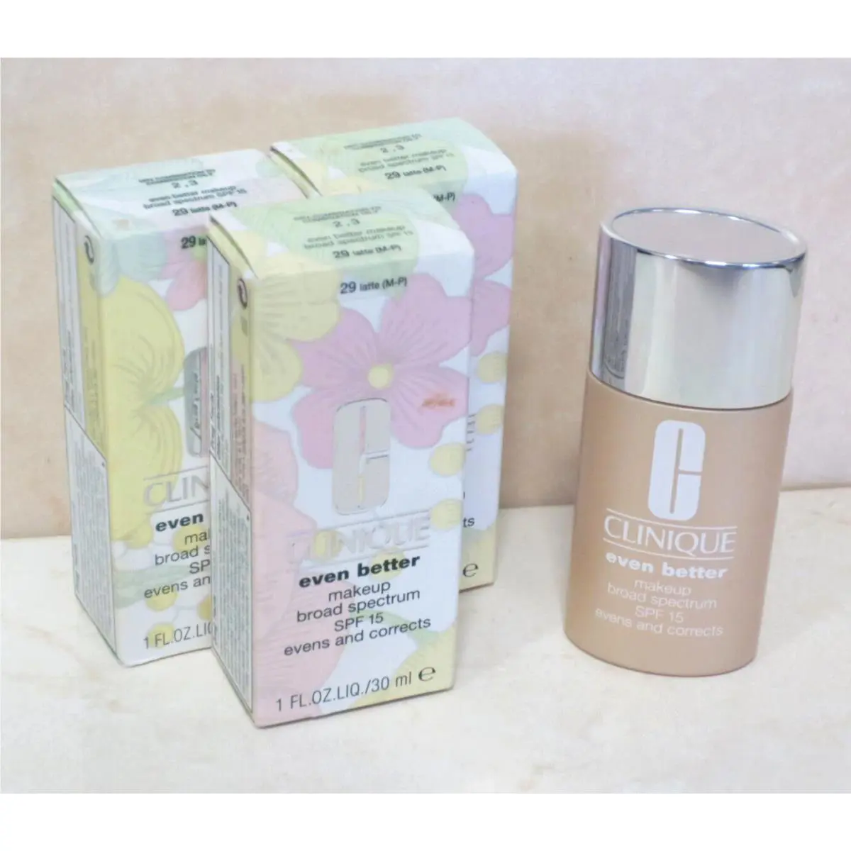 Clinique Even Better Makeup Spf 15 - 29 Latte M-p - 1 OZ Boxed Lot OF 3