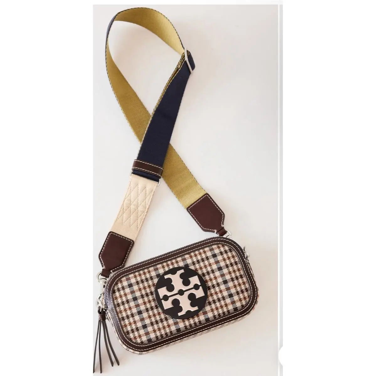 Tory Burch Mini Miller Plaid Crossbody Bag 152239 Brown Package