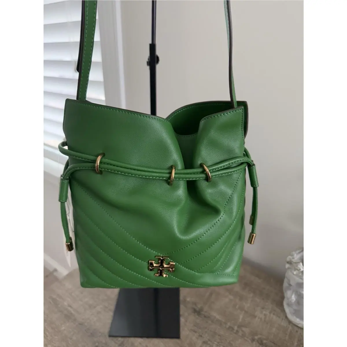 Tory Burch Kira Chevron Mini Bucket Bag Green