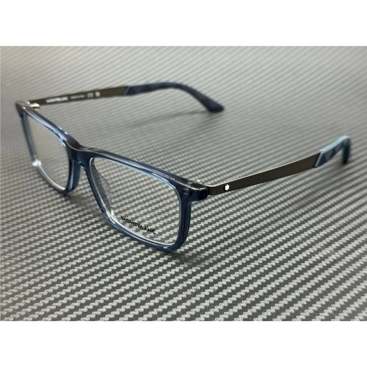 Montblanc Mont Blanc MB0333O 003 Blue Transparent Men`s 55 mm Medium Eyeglasses